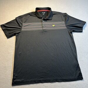Masters Tech Golf Polo Shirt Black Red Striped Performance Mens Large Augusta